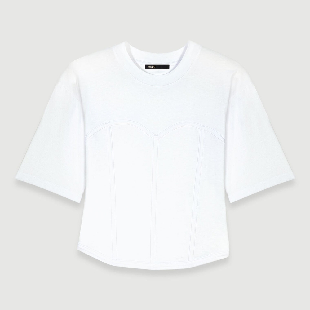 Maje White Corset Style Tshirt